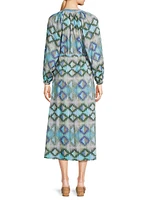 Amalfi Geometric Cotton Long-Sleeve Maxi Dress