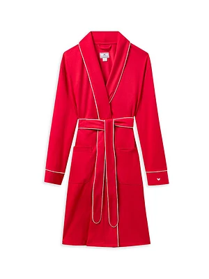 Contrast-Trimmed Cotton Tie-Waist Robe