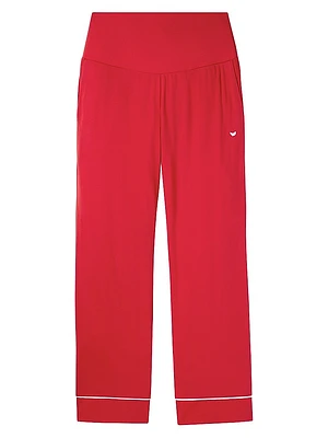 Contrast-Trimmed Cotton Maternity Pants
