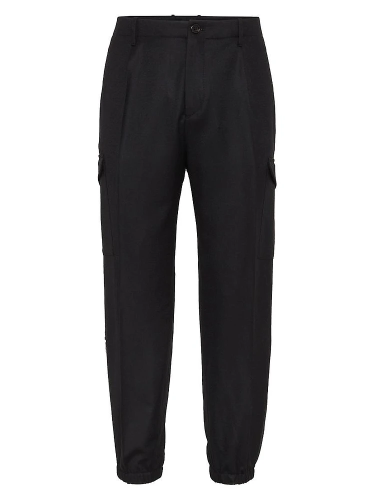 Virgin Wool Flannel Leisure Fit Trousers with Pleats