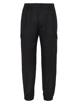 Virgin Wool Flannel Leisure Fit Trousers with Pleats