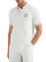 Cotton Cable Knit Vest with Tennis Badge