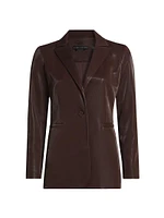 Breann Shiny Faux Leather Single-Breasted Blazer