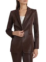 Breann Shiny Faux Leather Single-Breasted Blazer