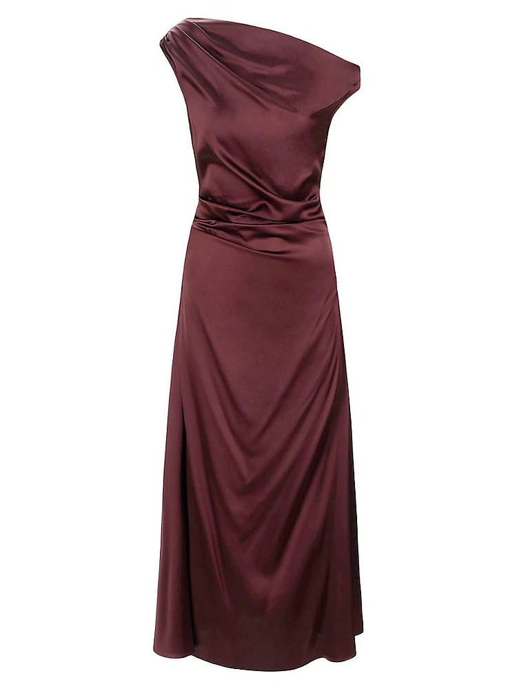 Phare Draped Silk-Blend Midi-Dress