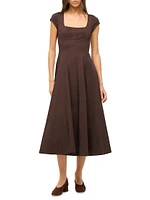 Wells Stretch-Cotton Fit & Flare Midi-Dress