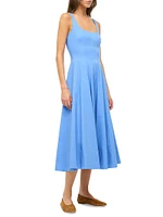 Wells Stretch-Cotton Sleeveless Fit & Flare Midi-Dress