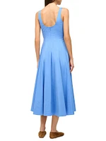 Wells Stretch-Cotton Sleeveless Fit & Flare Midi-Dress