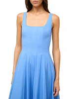 Wells Stretch-Cotton Sleeveless Fit & Flare Midi-Dress