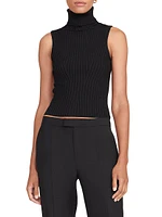 Callum Rib-Knit Sleeveless Turtleneck Top