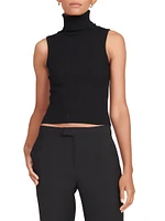 Callum Rib-Knit Sleeveless Turtleneck Top