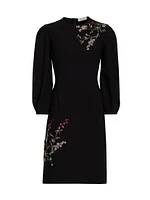 Embroidered Crepe Cocktail Dress