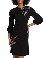 Embroidered Crepe Cocktail Dress
