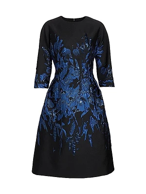 Floral Jacquard Cocktail Dress