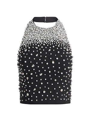 Kiesha Crystal-Embellished Halterneck Top