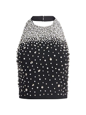 Kiesha Crystal-Embellished Halterneck Top