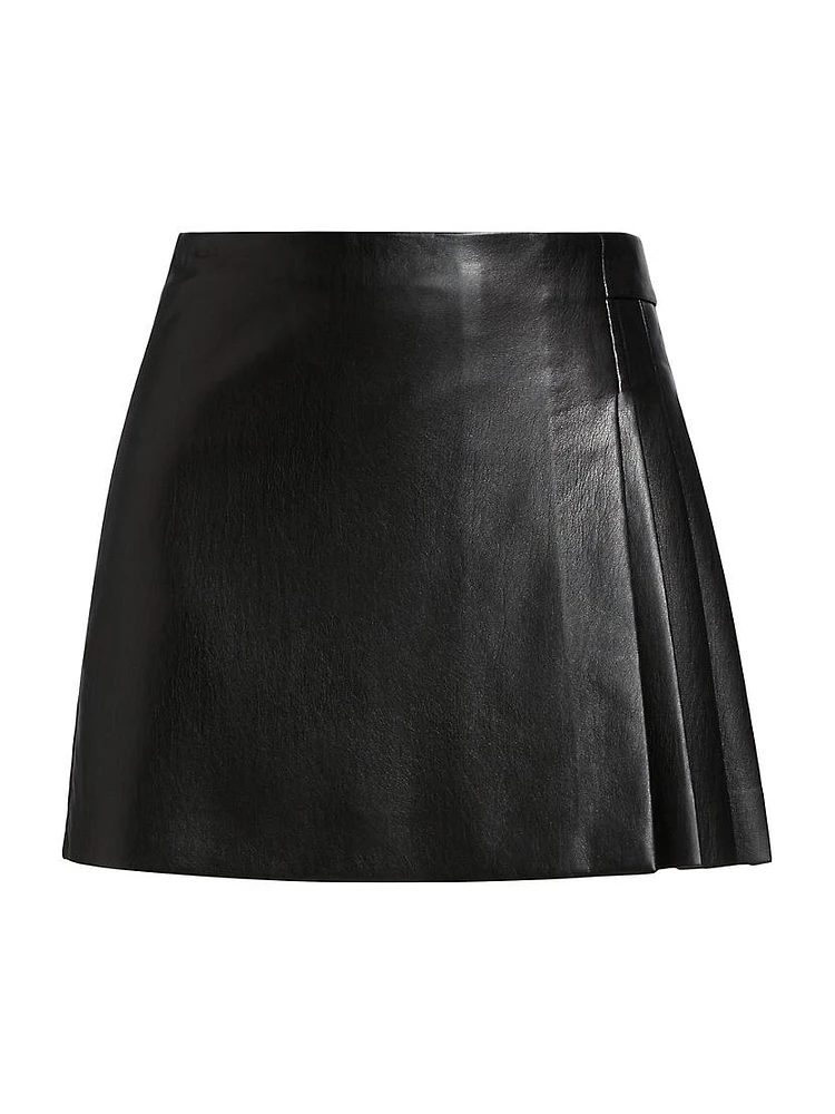 Toni Faux Leather Pleated Miniskirt