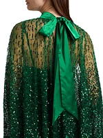 Zenon Embellished Tie-Neck Cape Minidress