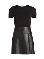 Chara Faux Leather Pleated Minidress