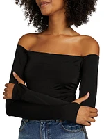 Anna Off-The-Shoulder Long-Sleeve Bodysuit