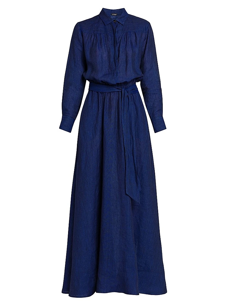 Linen Tie-Waist Shirtdress
