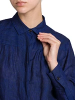 Linen Tie-Waist Shirtdress