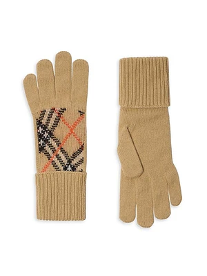 Check Cashmere Blend Gloves