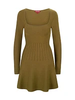 Deora Knit Fit & Flare Long-Sleeve Minidress