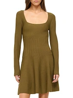 Deora Knit Fit & Flare Long-Sleeve Minidress