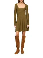 Deora Knit Fit & Flare Long-Sleeve Minidress