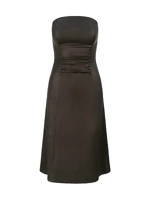 Bowery Leather Strapless Midi-Dress