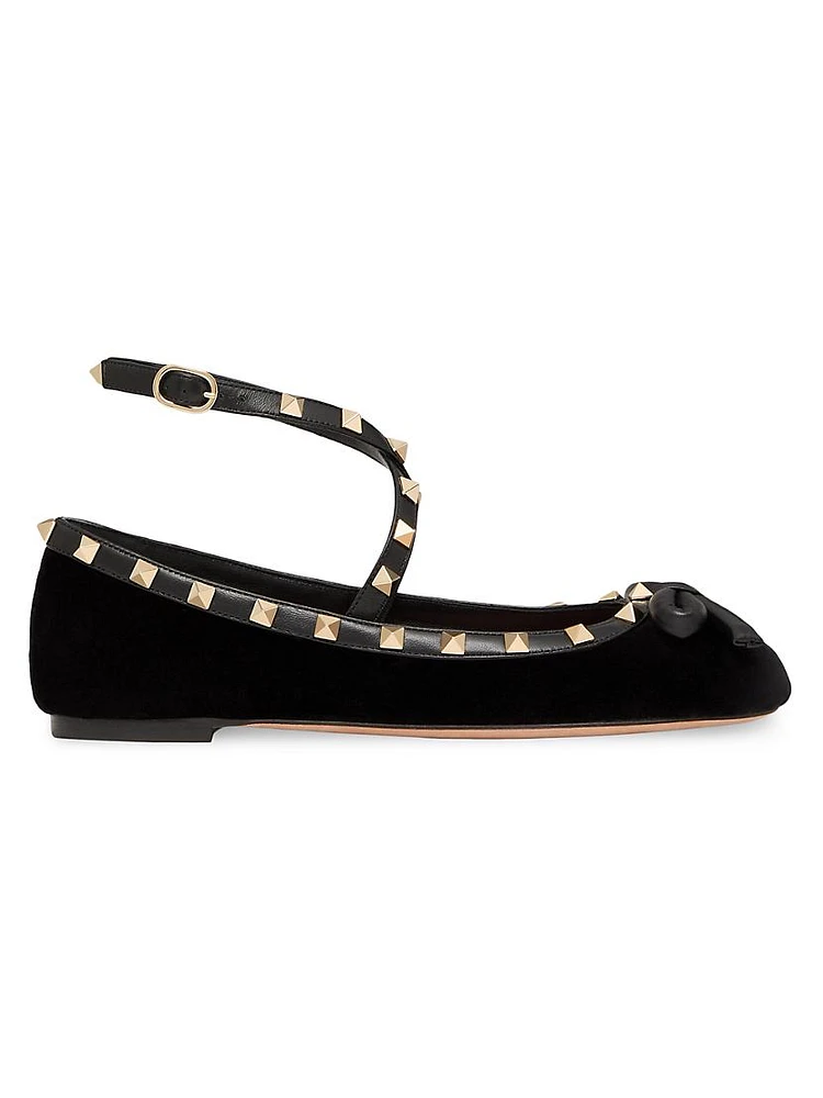 Rockstud 5MM Velvet Ballerina Flats