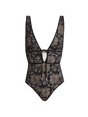 Tallow Lace Plunge One-Piece Swimsuit