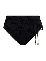 Wylie Textured High-Waisted Bikini Bottom