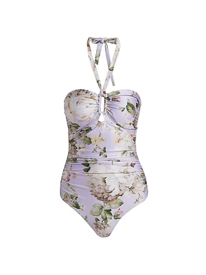 Acacia Floral Halter One-Piece Swimsuit
