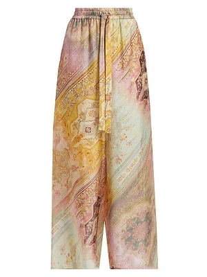 Tallow Printed Silk Wide-Leg Pants