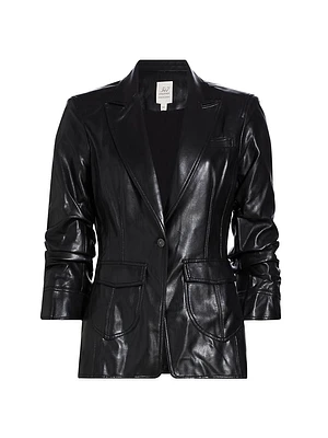 Louisa Vegan Leather Scrunched Jacket