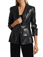 Louisa Vegan Leather Scrunched Jacket