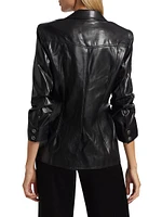 Louisa Vegan Leather Scrunched Jacket