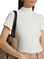 Blanche Ruched Mock-Turtleneck Top