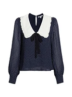 Edalene Polka Dot Long-Sleeve Blouse