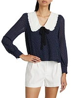 Edalene Polka Dot Long-Sleeve Blouse