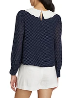 Edalene Polka Dot Long-Sleeve Blouse