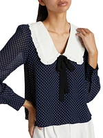 Edalene Polka Dot Long-Sleeve Blouse