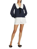 Edalene Polka Dot Long-Sleeve Blouse