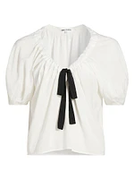 Kenna Bow Short-Sleeve Blouse