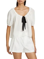 Kenna Bow Short-Sleeve Blouse