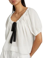 Kenna Bow Short-Sleeve Blouse