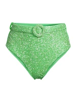 Heidi Beaded High-Waist Bikini Bottom