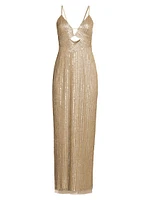 Beaded V-Neck Column Gown
